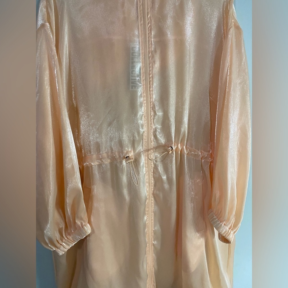 Future Collective - Peach Cinched Waist Hooded Parka Organza Jacket - Picture 8 of 14